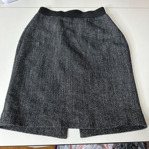 Express Black & White Houndstooth Back Zip and Slit Lined Pencil Skirt 00 - Picture 4 of 11